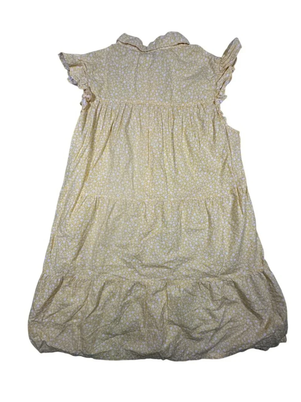 True Craft Womens Yellow Floral Ruffle Sleeve Button-Front Cotton Dress XL - Picture 3 of 7